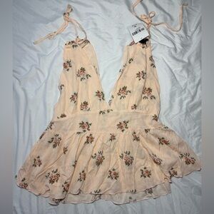 Forever 21 Peach Floral babydoll Top